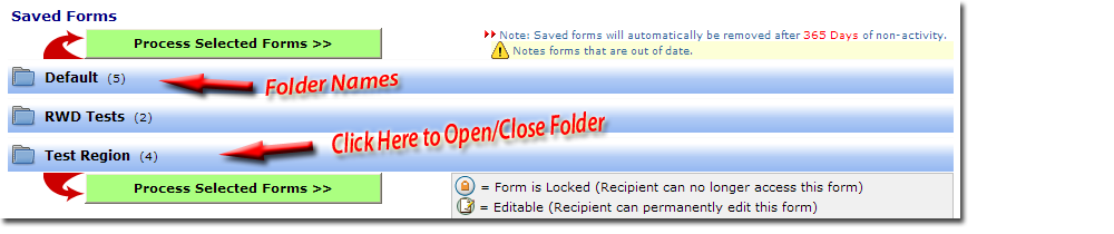 Closed Folders in Saved Form list